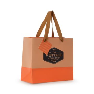 Paper Bag, With Gusset And Handles. With Handtag