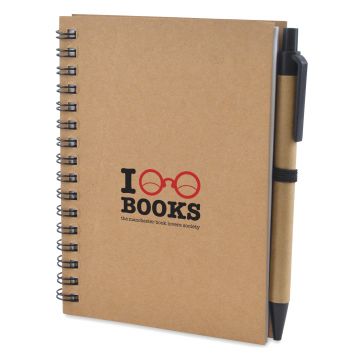A6 Sized Recycled Notepad With Pen - Side Spiral Wire